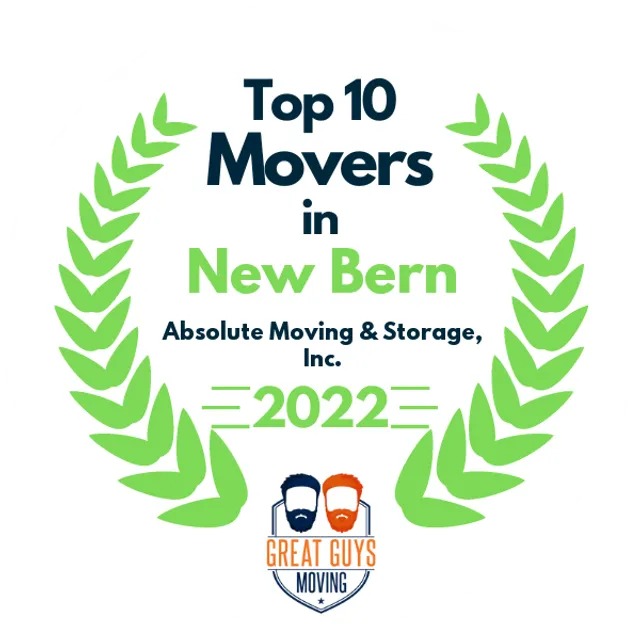 Top 10 Movers in New Bern, NC 2022 award