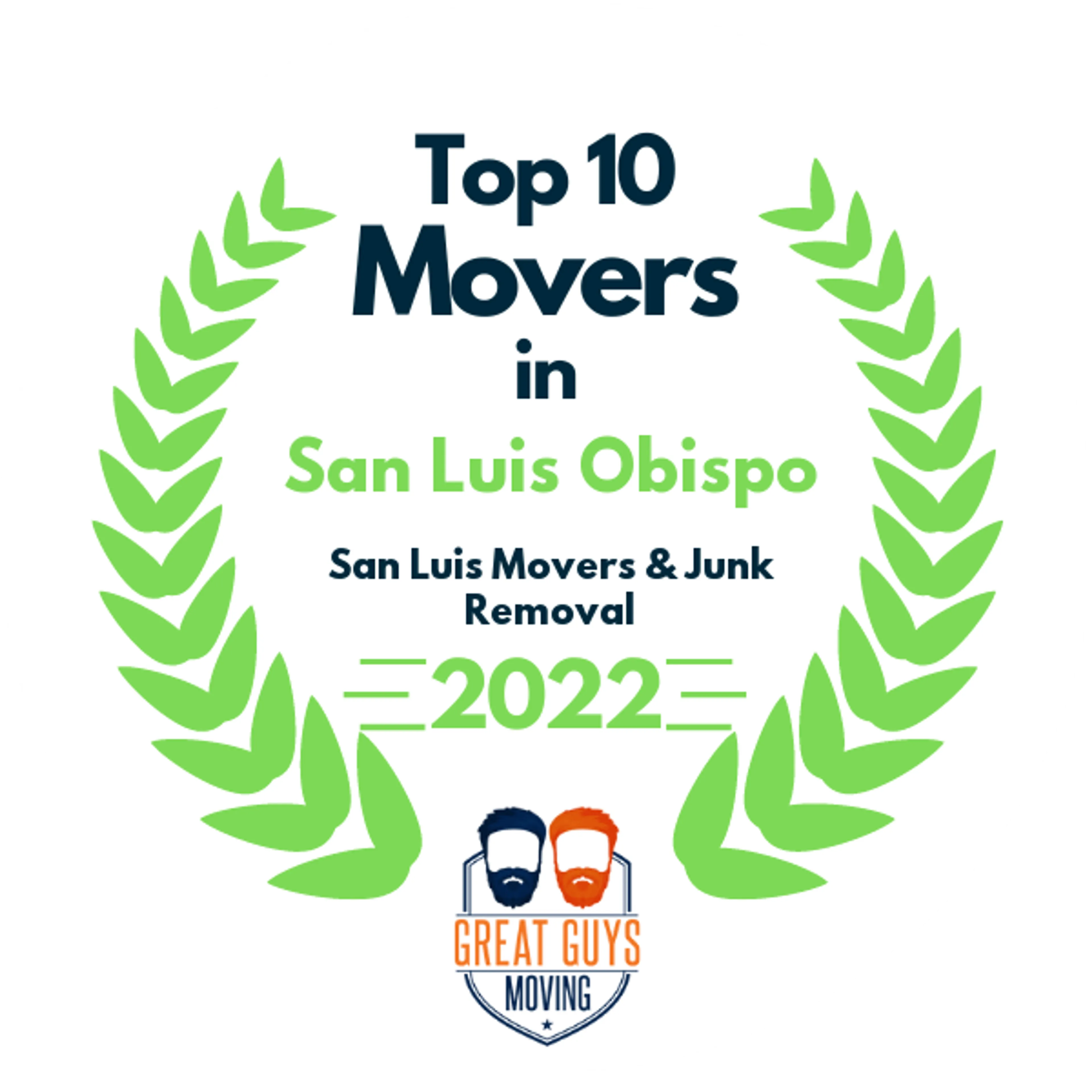 Top 10 Movers in San Luis Obispo, CA 2022 award