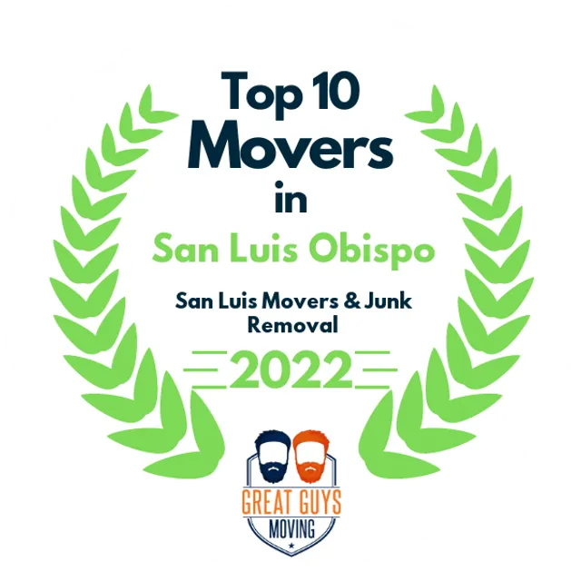 Top 10 Movers in San Luis Obispo, CA 2022 award