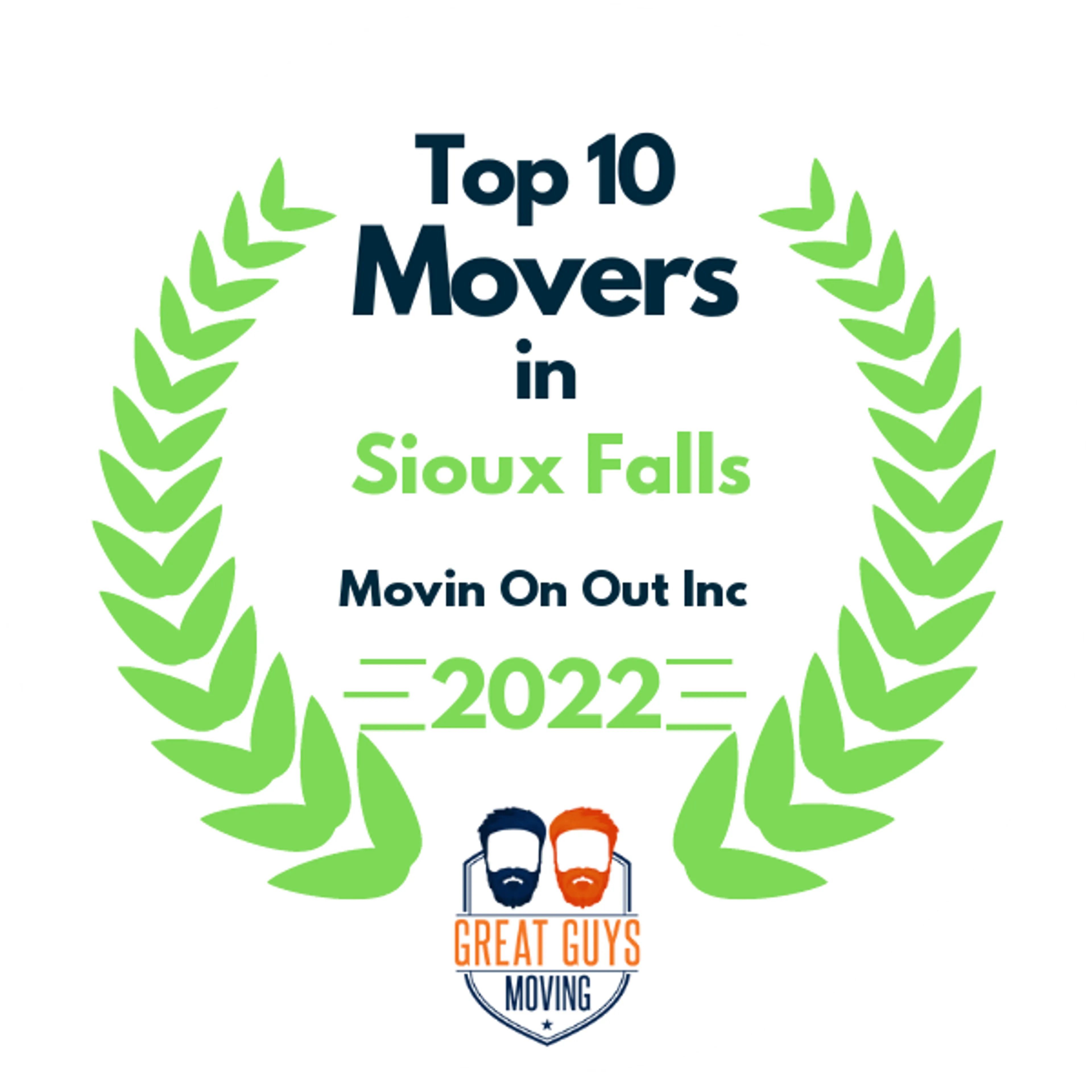 Top 10 Movers in Sioux Falls, SD 2022 award