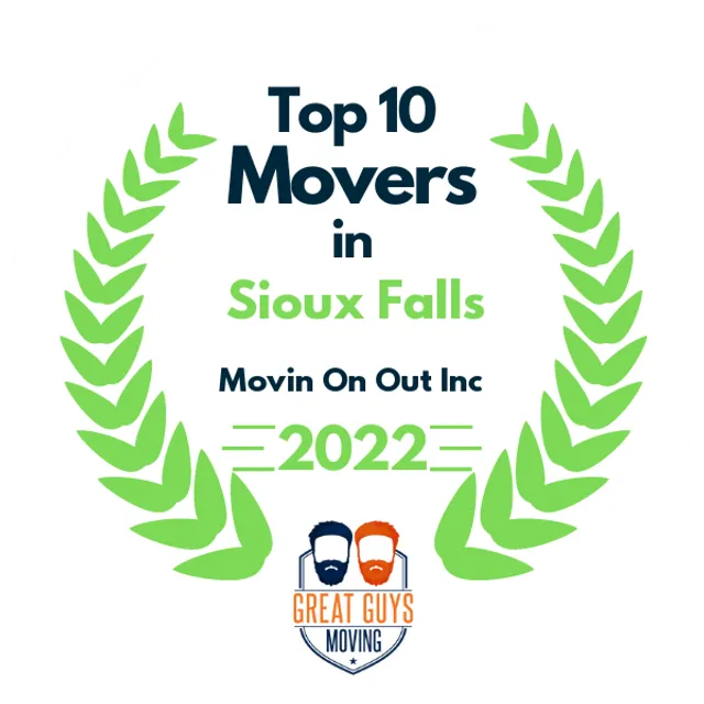 Top 10 Movers in Sioux Falls, SD 2022 award