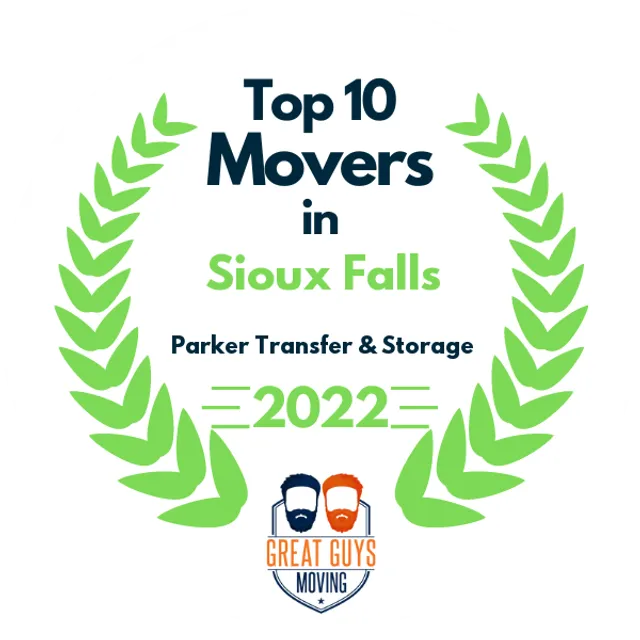 Top 10 Movers in Sioux Falls, SD 2022 award