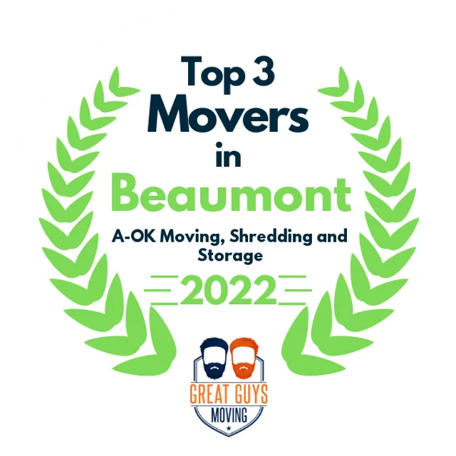 Top 3 Movers in Beaumont, TX 2022 award