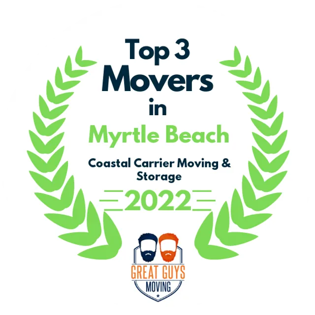 Top 3 Movers in Myrtle Beach, SC 2022 award