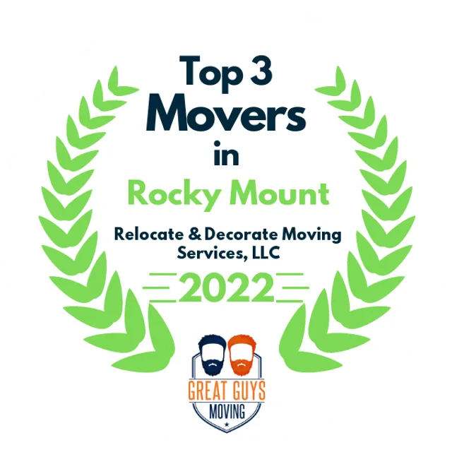 Top 3 Movers in Rocky Mount, NC 2022 award