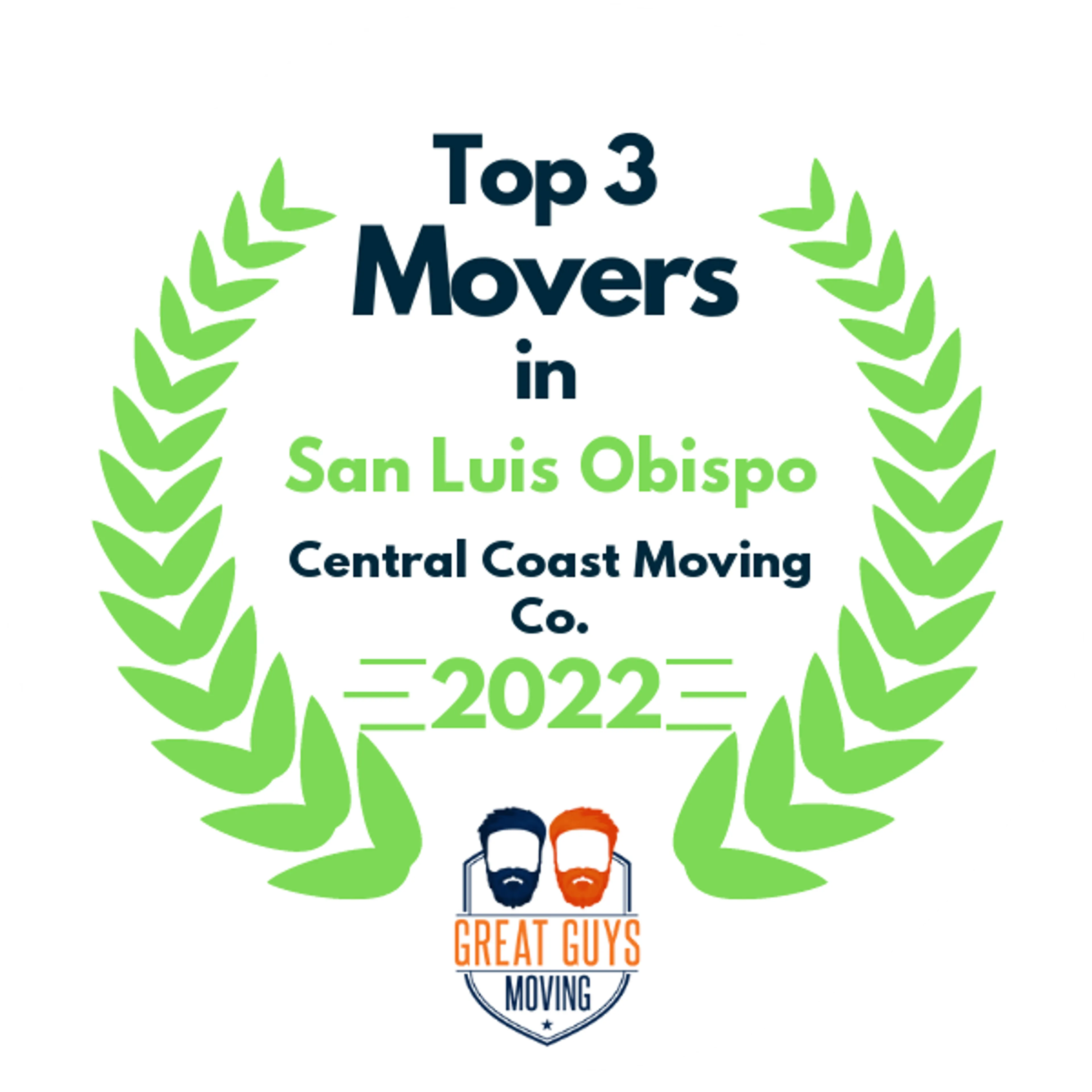 Top 3 Movers in San Luis Obispo, CA 2022 award