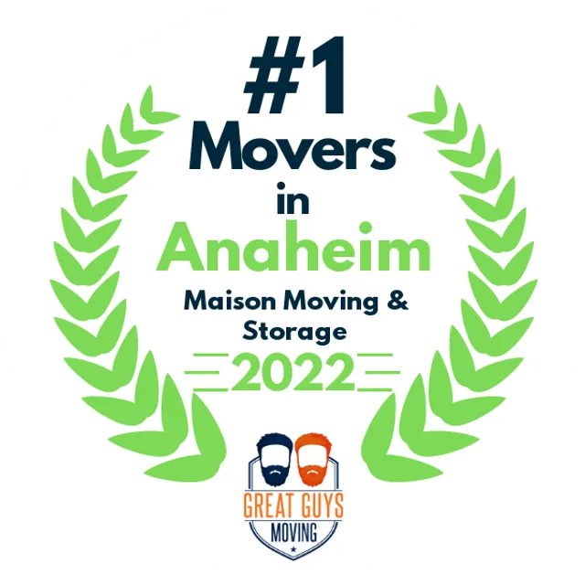 #1 Ranked Movers in Anaheim, CA 2022 award