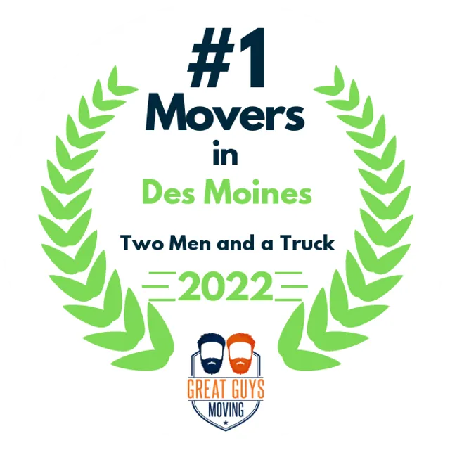 #1 Ranked Movers in Des Moines, IA 2022 award