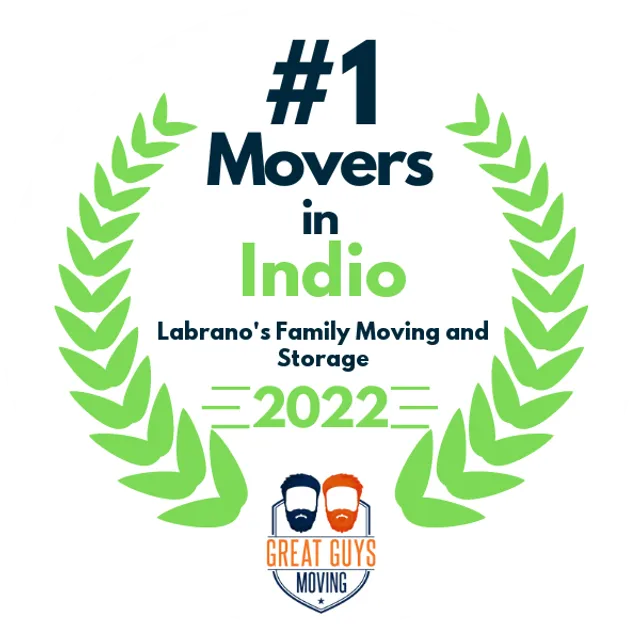 #1 Ranked Movers in Indio, CA 2022 award