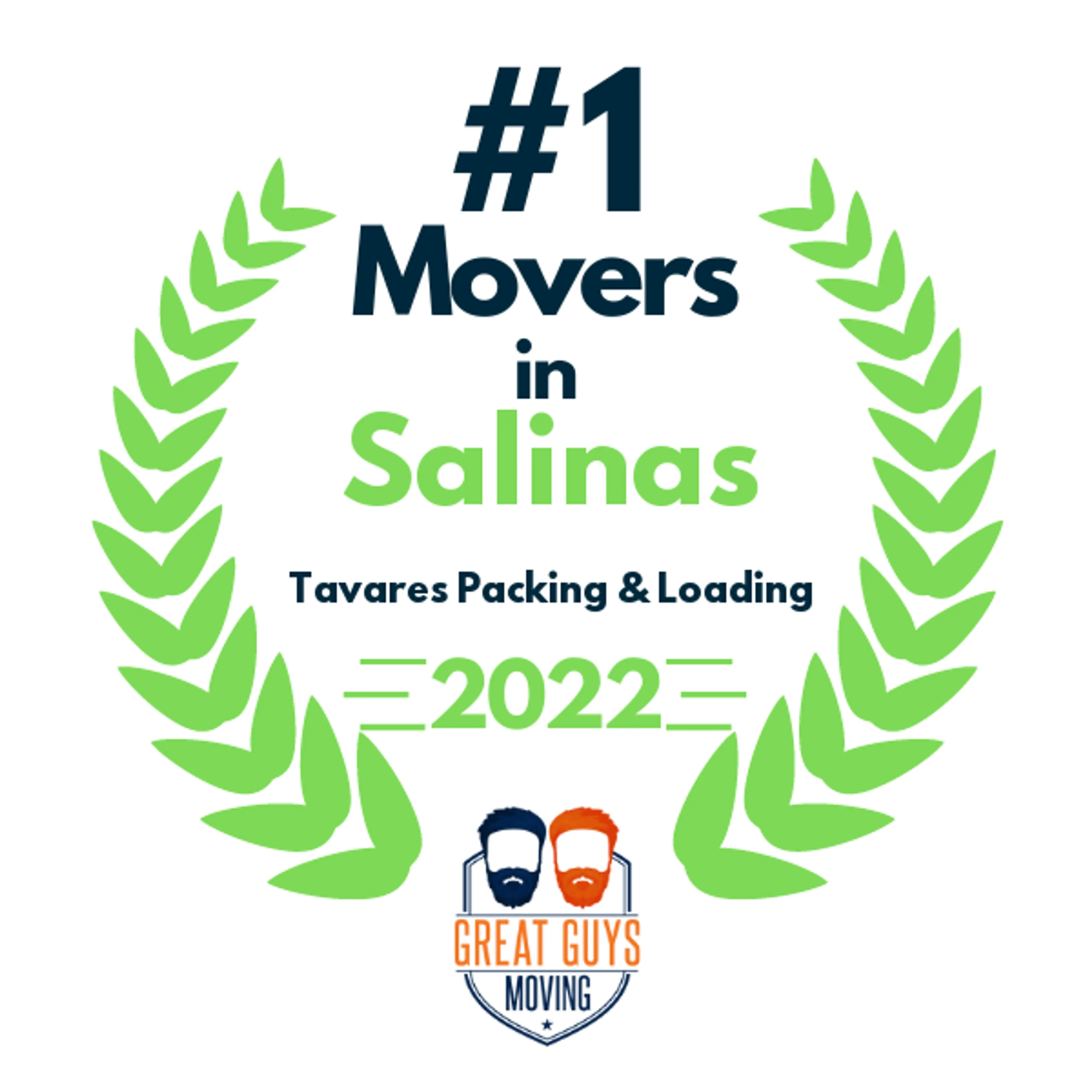 #1 Ranked Movers in Salinas, CA 2022 award