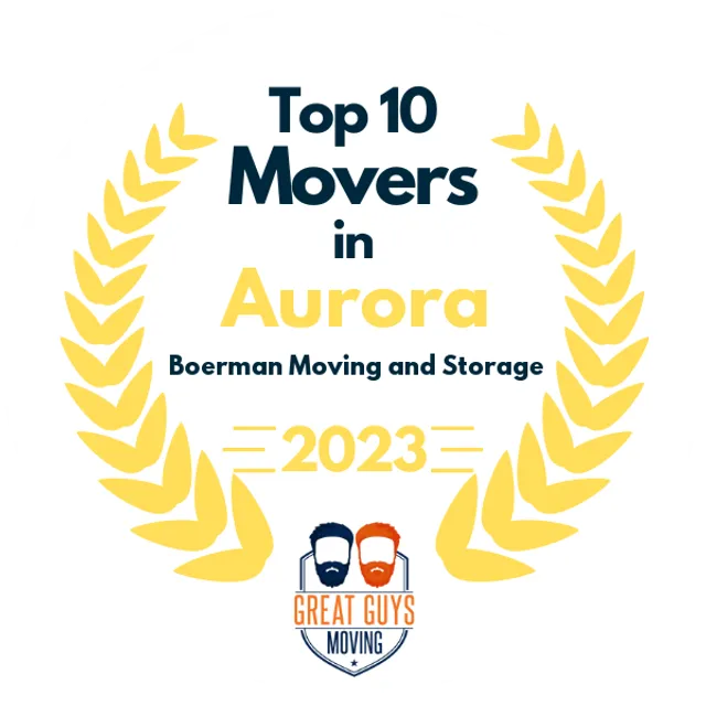 Top 10 Movers in Aurora, IL 2023 award