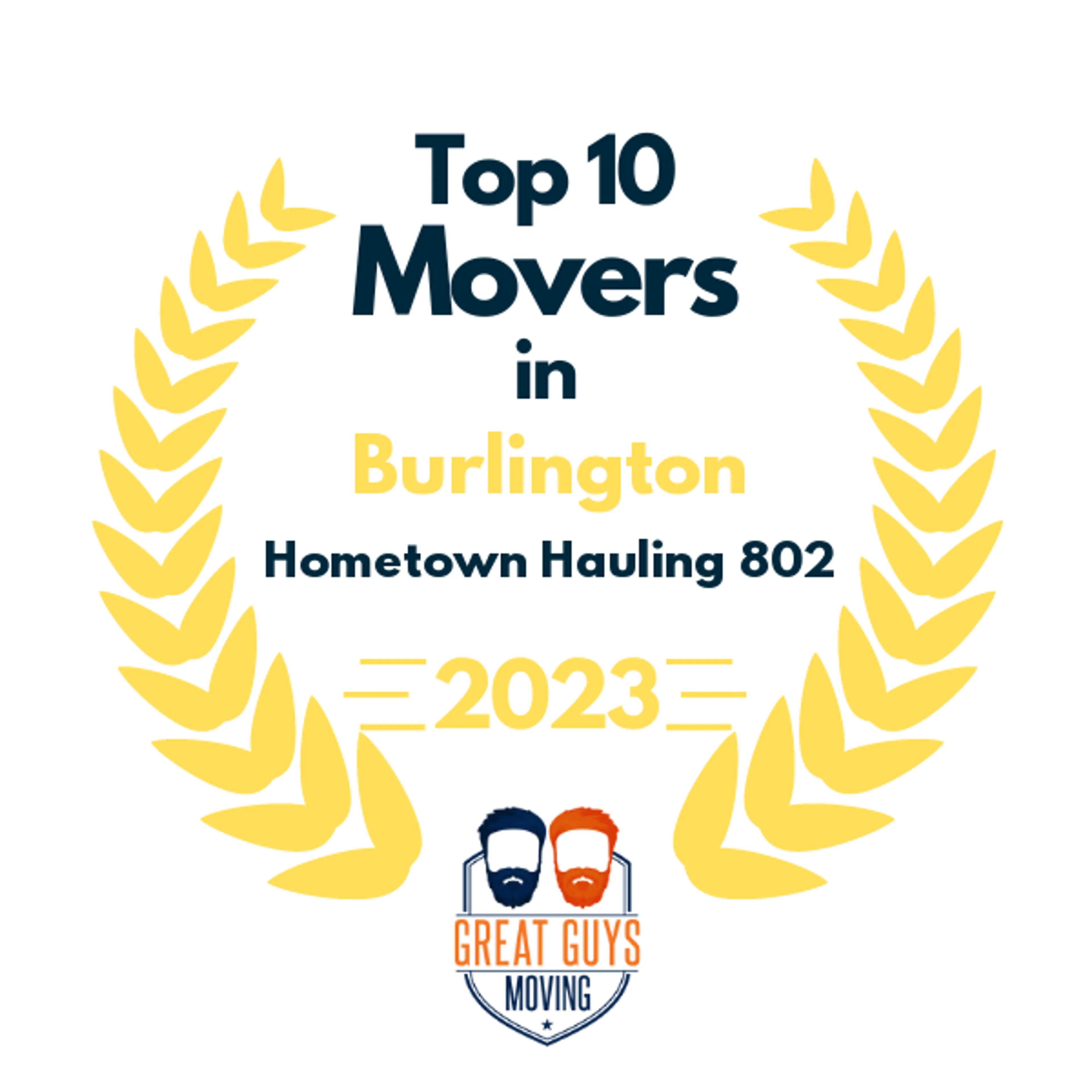 Top 10 Movers in Burlington, VT 2023 award