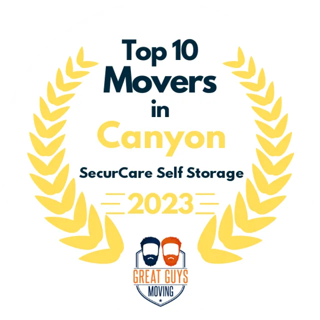 Top 10 Movers in Canyon, TX 2023 award