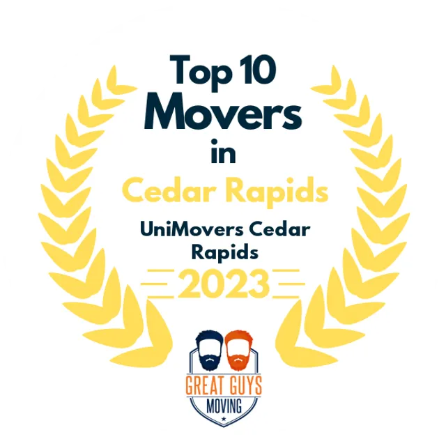 Top 10 Movers in Cedar Rapids, IA 2023 award