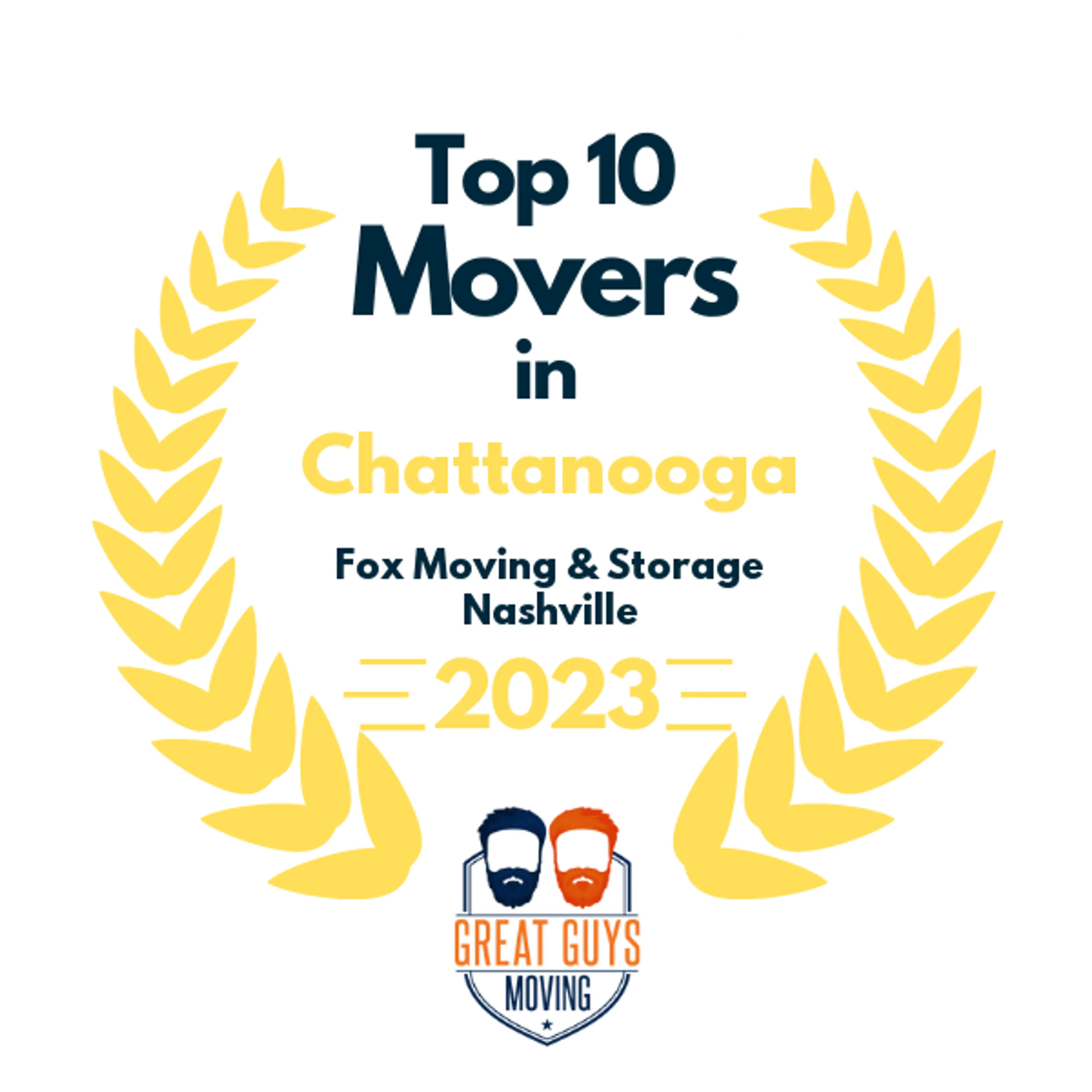 Top 10 Movers in Nashville, TN 2023 award