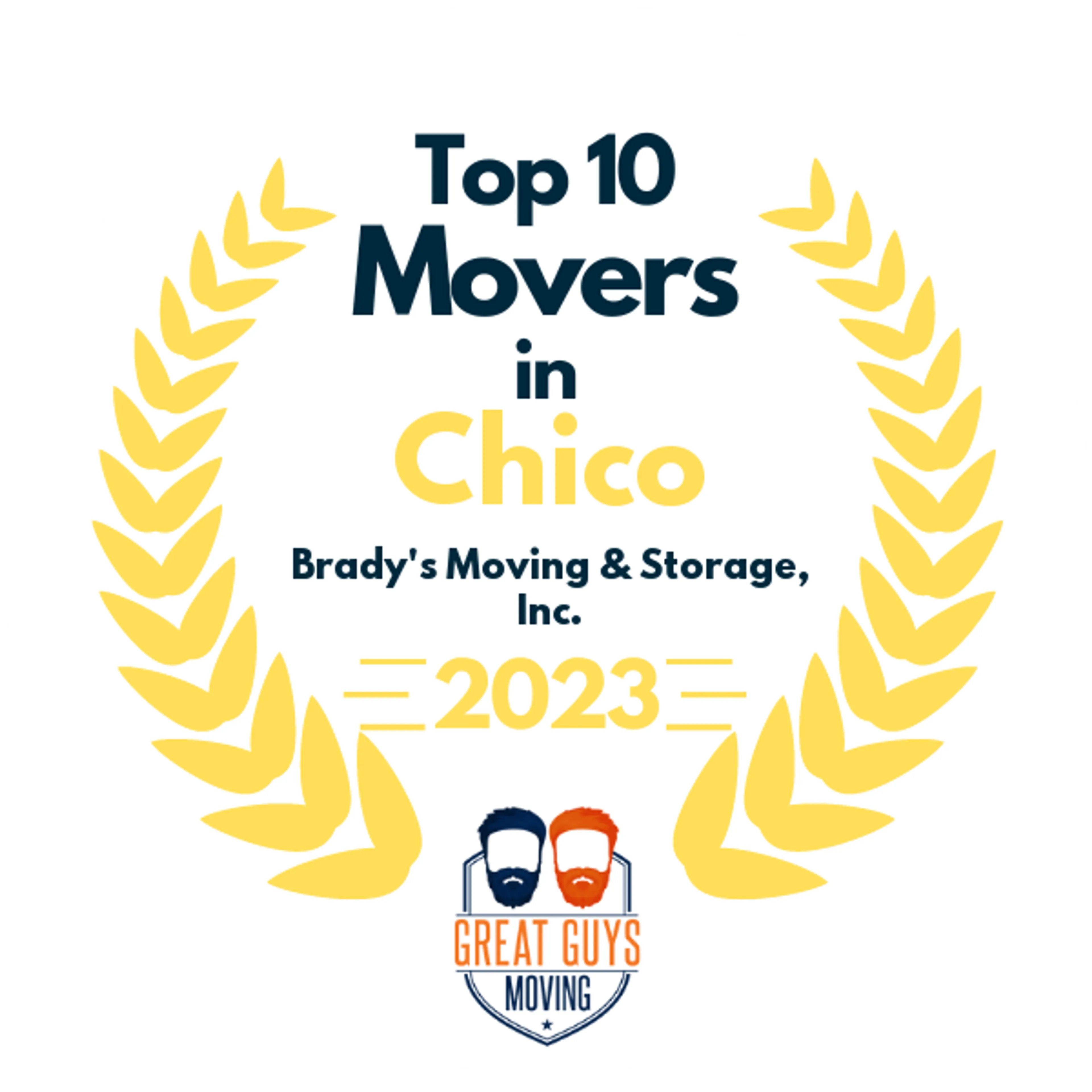 Top 10 Movers in Chico, CA 2023 award