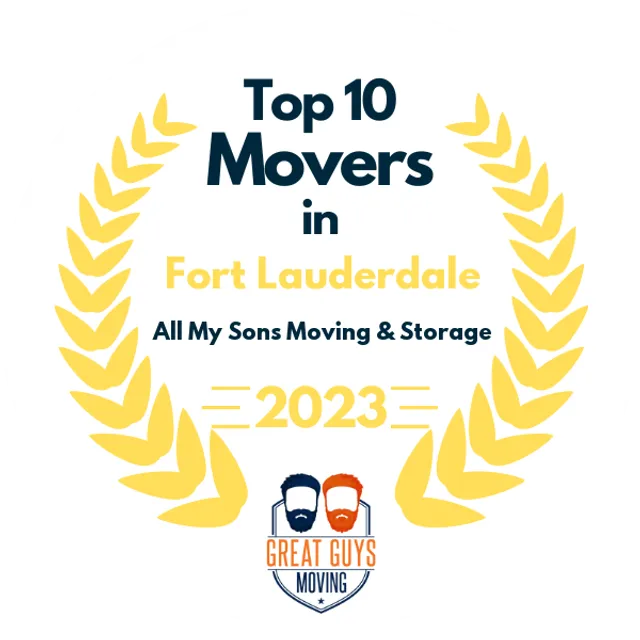 Top 10 Movers in Fort Lauderdale, FL 2023 award