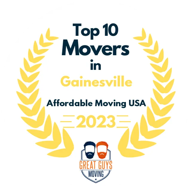 Top 10 Movers in Gainesville, FL 2023 award