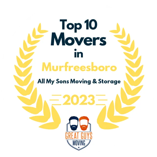 Top 10 Movers in Murfreesboro, TN 2023 award