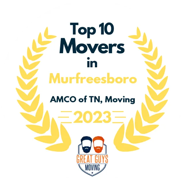 Top 10 Movers in Nashville, TN 2023 award