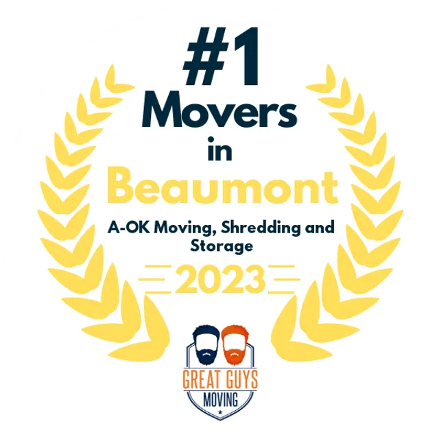 #1 Ranked Movers in Beaumont, TX 2023 award