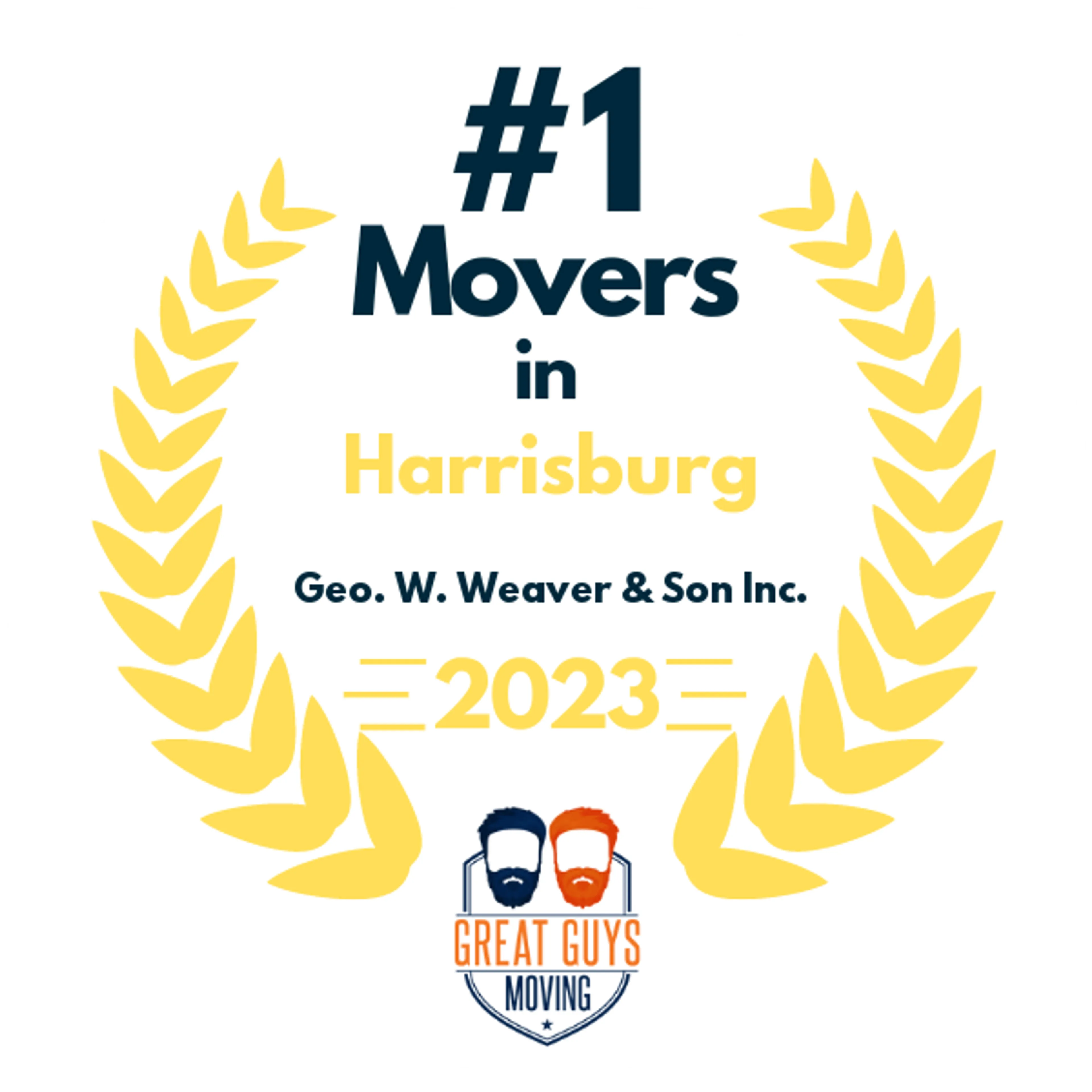 #1 Ranked Movers in Harrisburg, PA 2023 award