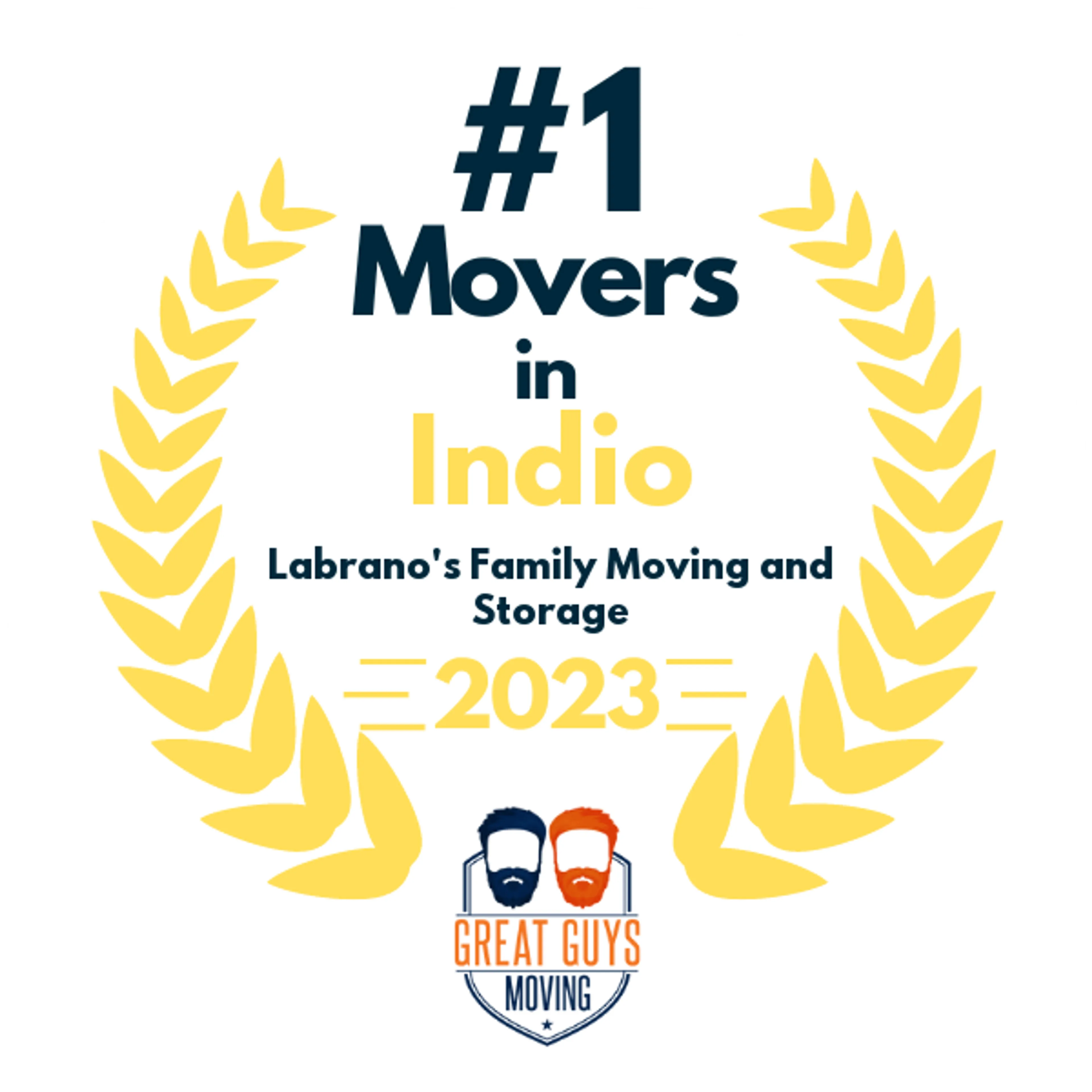 #1 Ranked Movers in Indio, CA 2023 award