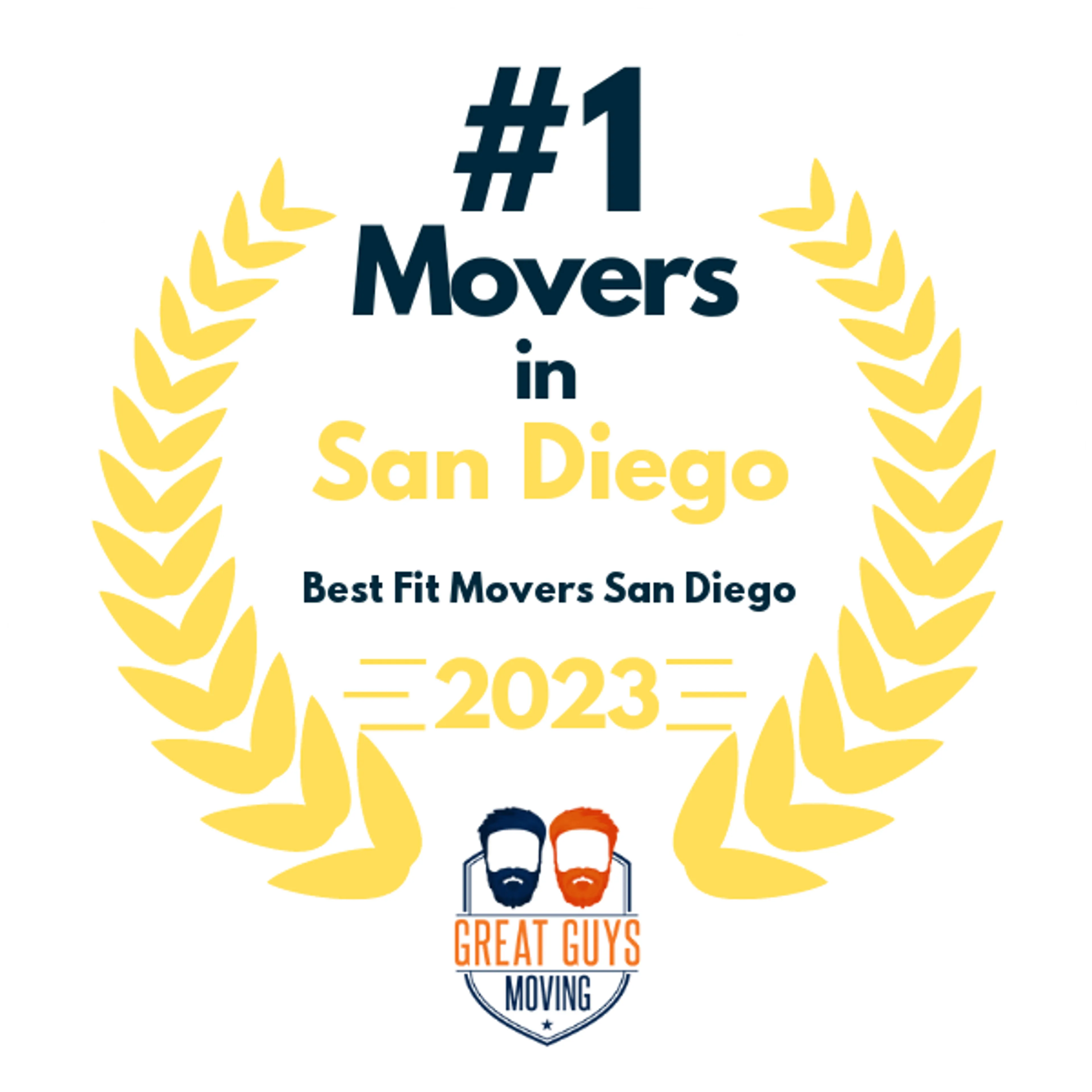 #1 Ranked Movers in San Diego, CA 2023 award