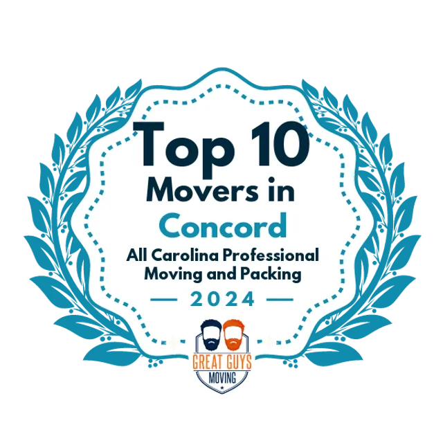 Top 10 Movers in Concord, NC 2024 award