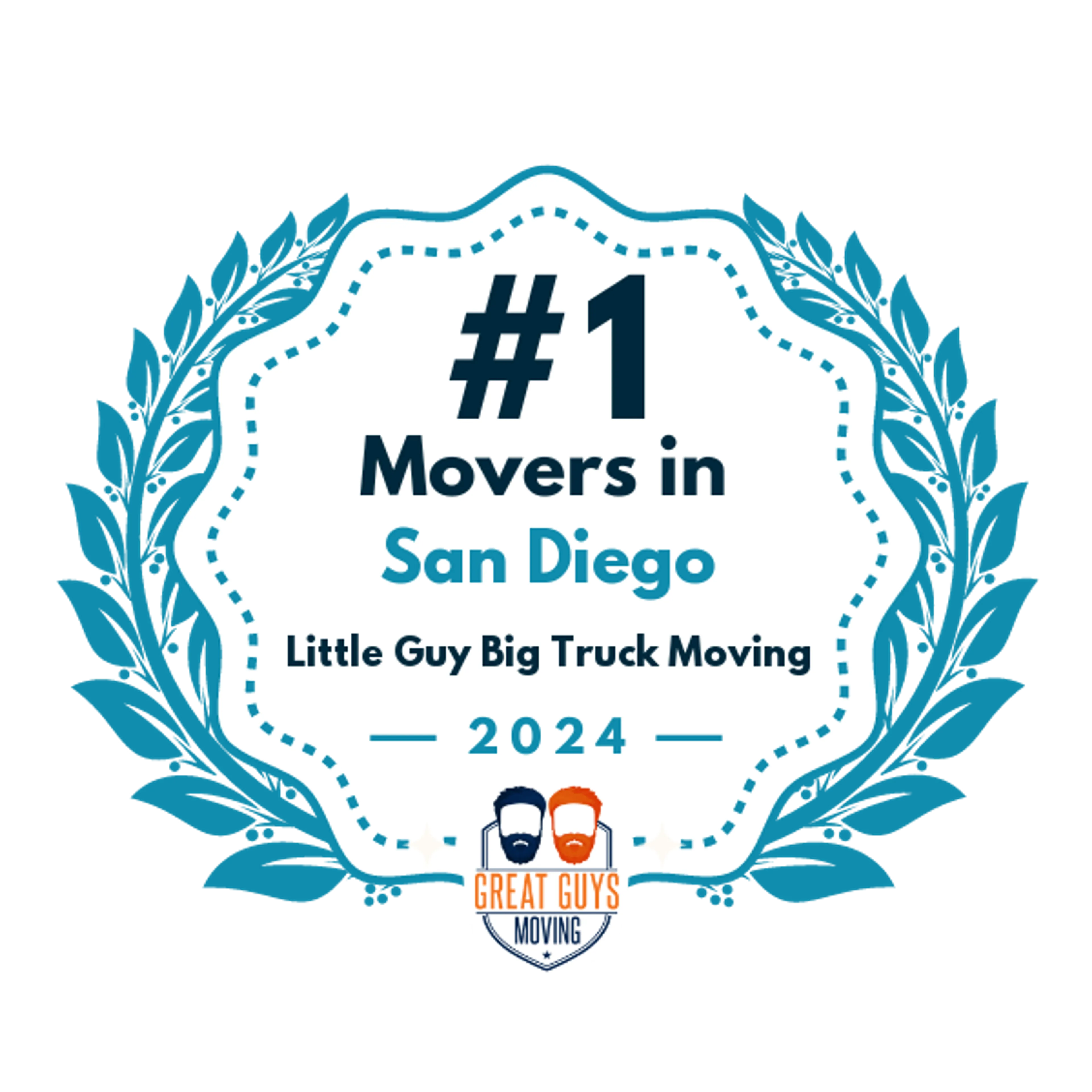 #1 Ranked Movers in San Diego, CA 2024 award